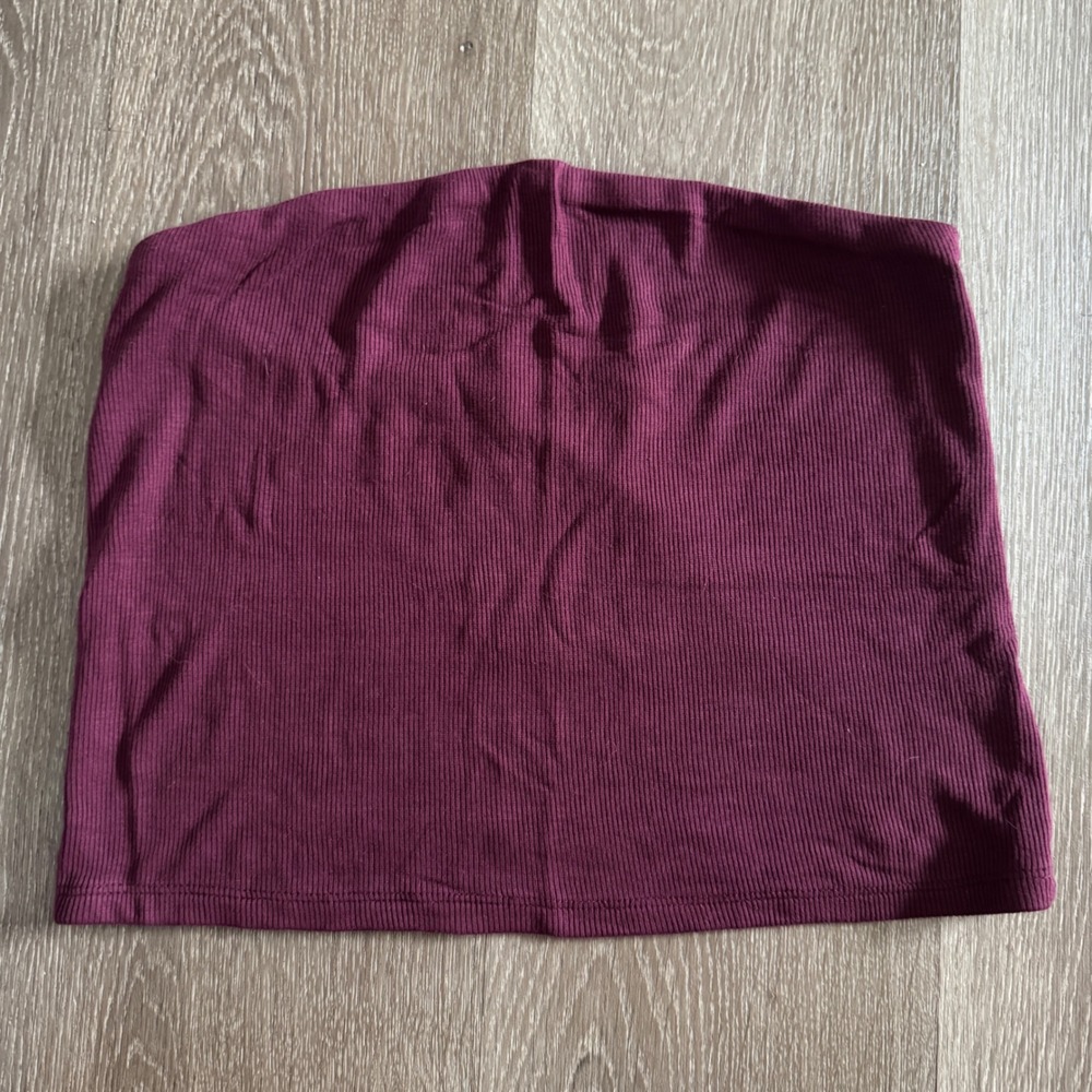American Eagle Tube Top Womens Large Burgundy Soft Sexy Ribbed Strapless Maroon
